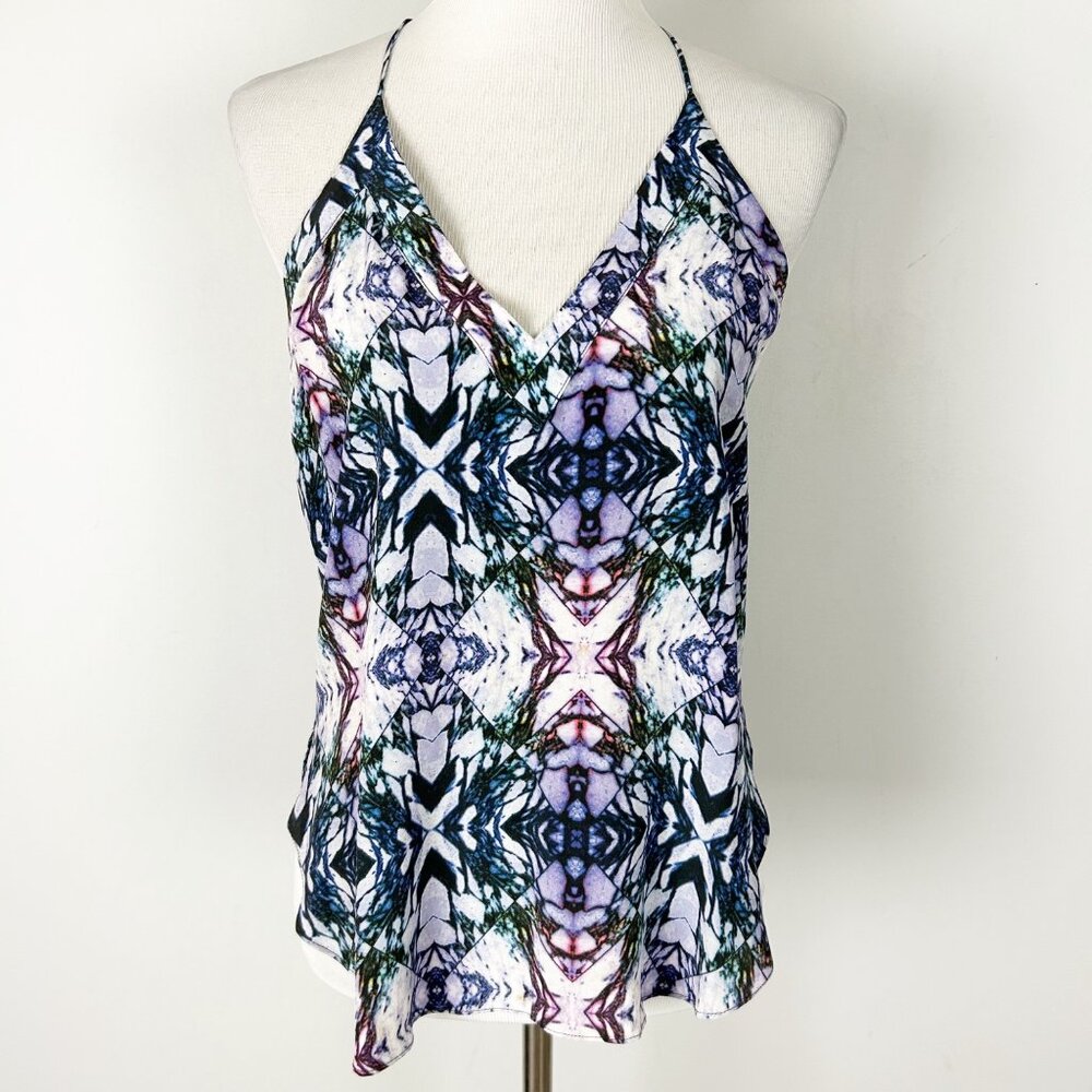 Rory Beca Purple Abstract Silk Cami Tank Top Boho Size‎ Small Women's